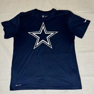 Nike Dallas Cowboys Star Graphic T-Shirt - Navy Blue and White LG